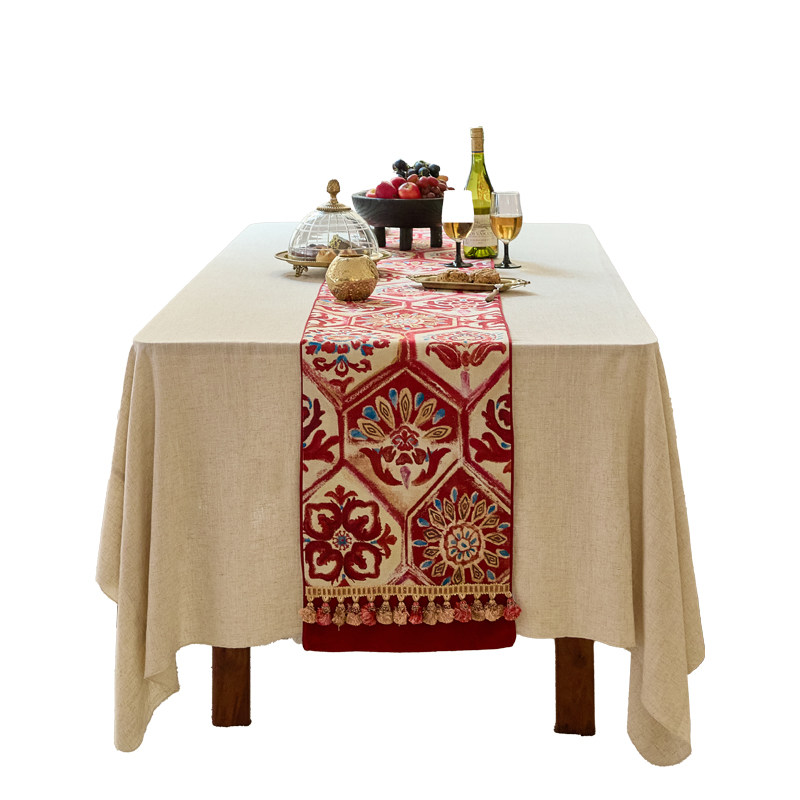 蜡笔派卡修斯桌旗英式复古长条餐桌盖布新年红色喜庆轻奢新婚礼物