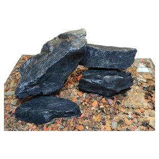 黑金石鱼缸底砂造景装饰石峡谷风溪流石雷龙乌龟晒台石景观精致