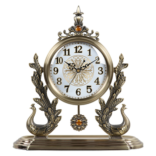 汉时欧式复古金属高档装饰摆件时钟古典摆饰座钟 创意钟表 HD8319