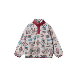 mipo冬季儿童摇粒绒卫衣男女童保暖印花冬装户外抓绒上衣抗静电