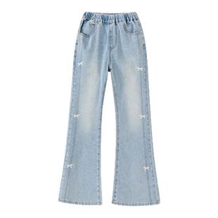 【云感棉柔】笛莎官方旗舰童装女童牛仔裤春季新款儿童甜美微喇裤