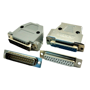 桥田|DB25针并口公头母头二排25 插头 塑料/金属外壳并口连接头