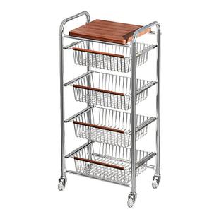中古风小推车置物架落地书架客厅带轮家用多层桌面杂物零食收纳柜