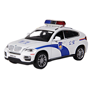 彩珀成真1:32合金宝马X6丰田奥迪福特奔驰公安特警车模型儿童玩具