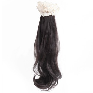 新中式侧边马尾蓬松自然仿真发抓夹假发辫马尾蝴蝶结半扎露丝同款