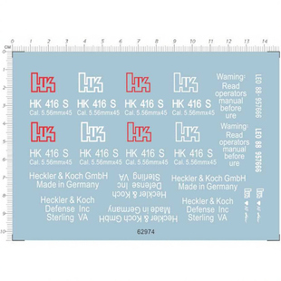 62974 1/1 hk 416 d s m4 m1911 模型玩具枪 水转印贴纸 10*14
