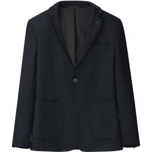 HLA/海澜之家绒感弹力休闲西服男平驳领胸针点缀修身通勤风外套男