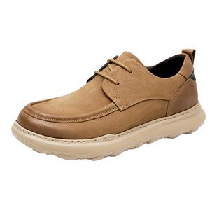 高哥增高鞋2026新款春夏季休闲皮鞋男士真皮厚底工装鞋内增高男鞋