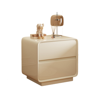 床头柜烤漆ENF实木家用卧室2026新款小型奶油风轻奢高级置物柜子