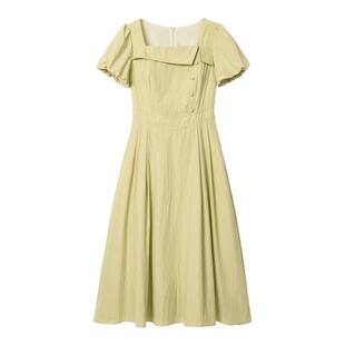 蓝语大码女装胖mm法式泡泡袖遮肉绝美连衣裙夏季新款掐腰显瘦长裙