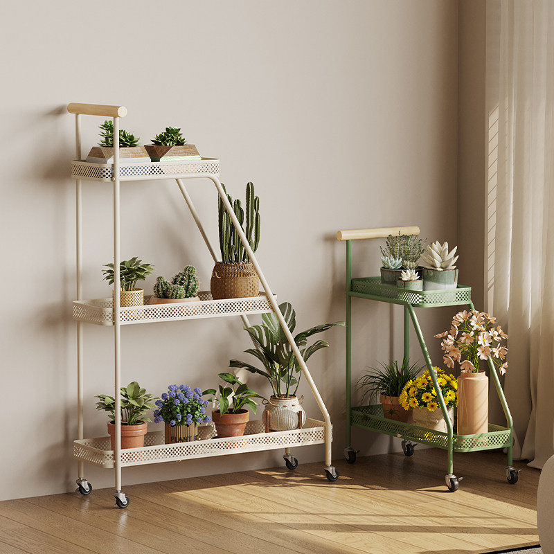 花架可移动阳台落地铁艺多肉花盆置物架室内客厅不占地植物摆放架