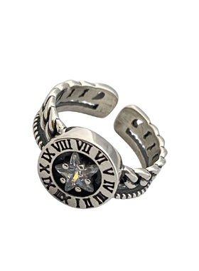 不拘925纯银罗马数字星星指环