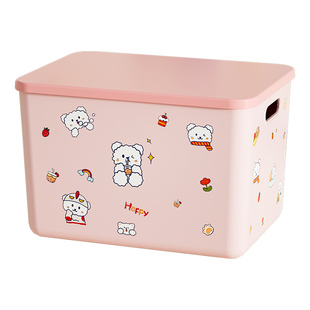 桌面收纳盒带盖家用玩具零食杂物储物筐整理卡通加厚多功能长方形