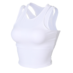 movingtime假两件高强度运动背心女防震跑步瑜伽服上衣专业健身服