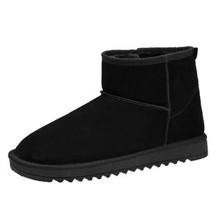 周冬雨同款真皮雪地靴女2023冬季新款短筒加绒加厚百搭靴子雪地鞋