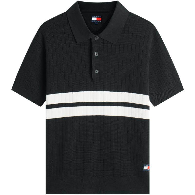 Tommy男女纯棉撞色POLO针织衫
