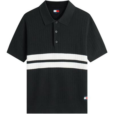 Tommy男女纯棉撞色POLO针织衫