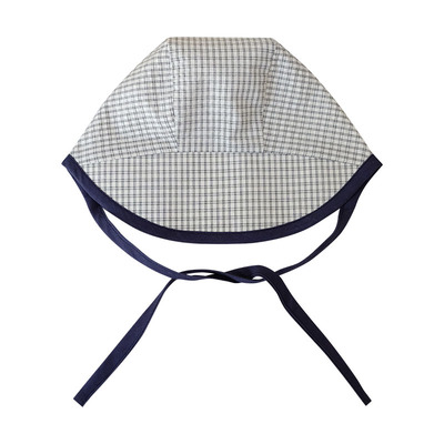 婴儿遮阳帽春夏纯棉薄款透气格子大帽檐儿童小月龄男女宝宝防晒帽