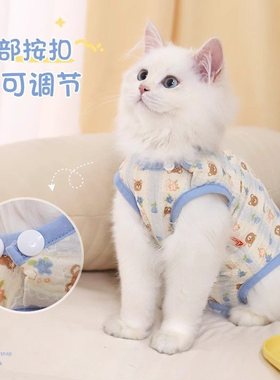 猫咪蓝白色海盐熊宝护着凉四脚衣夏季小型小狗薄款肚防犬房空调衣