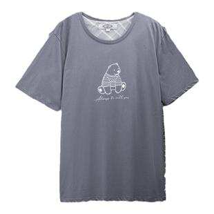 美标夏新款情侣针织纯棉短袖七分裤睡衣套装薄款可外穿男女家居服