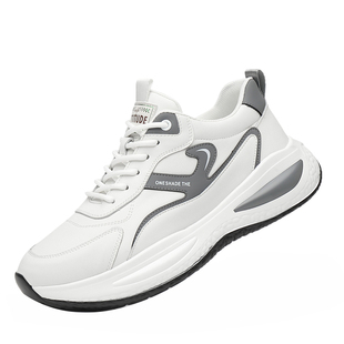 新款男士休闲鞋子男鞋透气网鞋皮鞋男款真皮小白鞋内增高运动板鞋