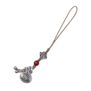 琼睿原创足银福袋手机链挂饰中国结男女款创意复古汽车钥匙扣挂件福气满满挂绳u盘挂坠财源挂链高档送礼物