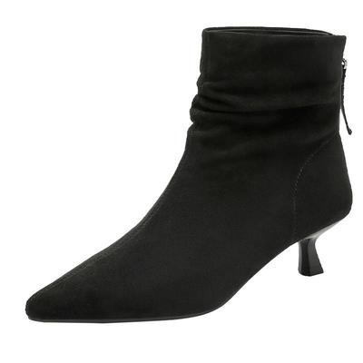 FIVEPLUS高跟咖色短靴子女