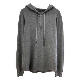 纯色套头毛衣女2026春季新款宽松韩版显瘦加厚连帽半拉链针织衫