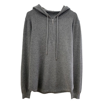 羊毛混纺纯色套头连帽毛衣针织衫