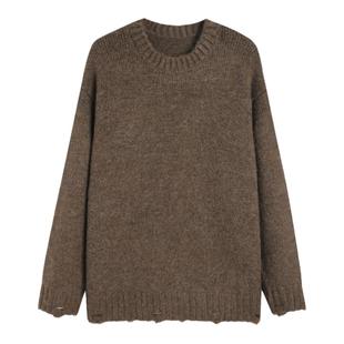 Eli【艾雷利安】24秋冬慵懒休闲保暖百搭破坏做旧针织羊毛衫毛衣