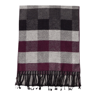 圣雪绒100%桑蚕丝磨毛感保暖格纹围巾