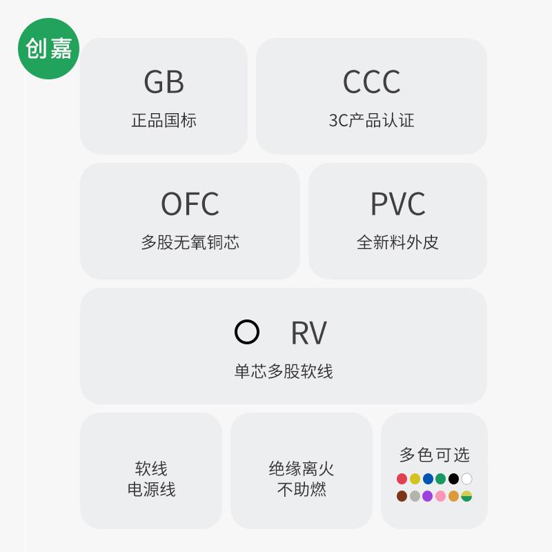 RV线多股铜芯软电线国标0.5 0.75 1.5 2.5 4 6 10平方黄绿接地线