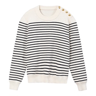 【年末清仓】【不退不换】大洪洪冬日恋歌羊毛混纺黑白条纹针织衫