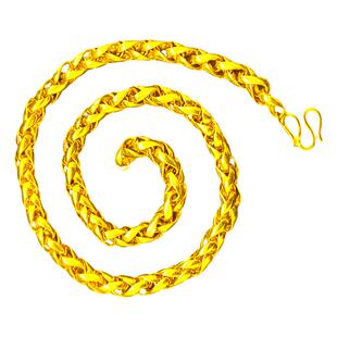 创缘镀黄金项链男粗空心马鞭镀沙金龙骨链子重老人锁骨链细女情侣