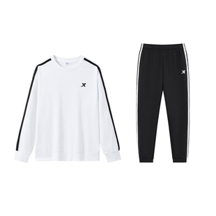 特步童装男童套装2026春季新款儿童运动服卫衣长裤两件套条纹套装