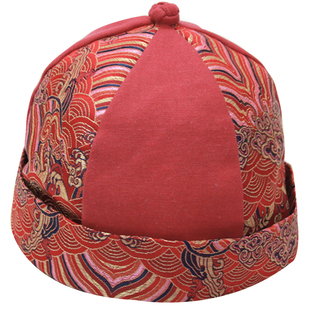 柚儿棉麻儿童地主帽男童宝宝周岁瓜皮帽子婴儿贝勒少爷帽古风夏秋