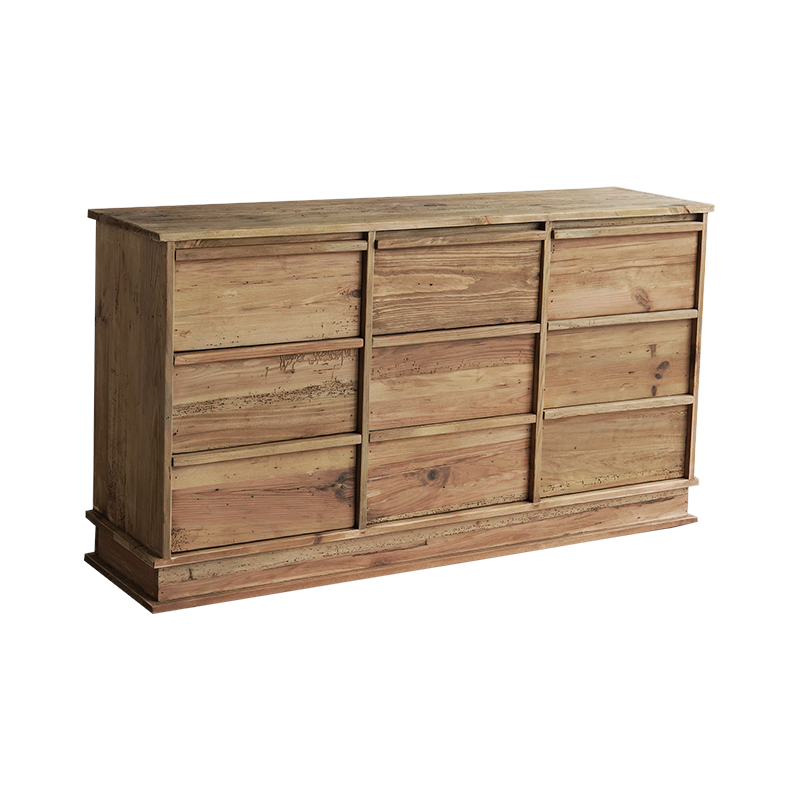 润家家居美式复古实木入户玄关柜斗柜原木风抽屉柜收纳餐边柜子