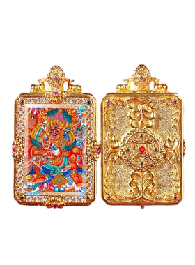 黄铜画框超窄双面观音方形小唐卡