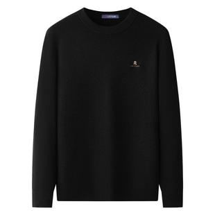 [山羊绒绵羊毛桑蚕丝]梦特娇25冬季男士羊绒毛衣圆领羊毛衫保暖J