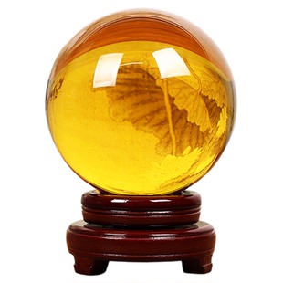 白色绿蓝紫粉色黄水晶球摆件玻璃球桌面办公室开业装饰品家居摆件