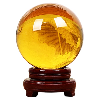 七色水晶球摆件透明球晶莹剔透