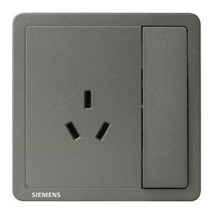 西门子开关插座面板 致典深灰银灰86型家用10A三孔插座带开关面板