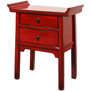 正品杨木红漆斗柜老旧物件新中式柜子做旧老储物边柜怀旧明清家具