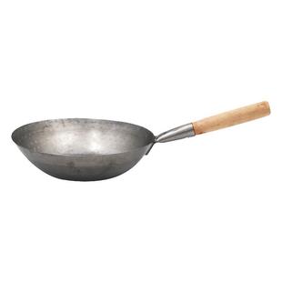 CCK/香港陳支記 木柄平底熟铁无涂层传统手打纯铁锅上海友生专卖