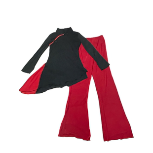 中式舞蹈服 古典舞演出服女黑色立领飘逸练功服现代舞舞蹈服装