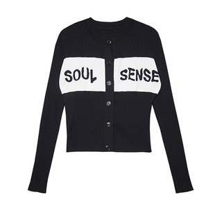 【阿娇同款】SoulSense潮牌高街潮流logo开衫针织衫外套2025春夏