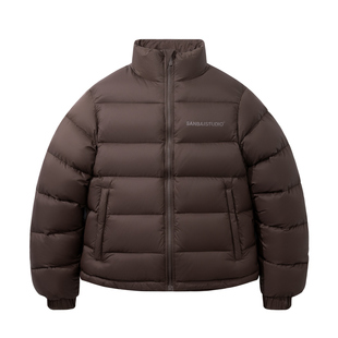 SANBAI 叁佰棕色羽绒服男士2025冬季新款轻薄白鸭绒短款高级外套