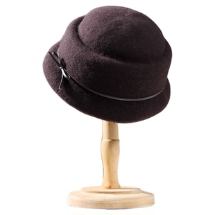 蝴蝶结千金礼帽女秋冬季羊毛呢保暖盆帽时尚百搭优雅气质渔夫帽子