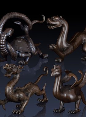 纯铜四方位家居饰品摆件四神兽工艺品礼品铜青龙白虎朱雀玄武摆件