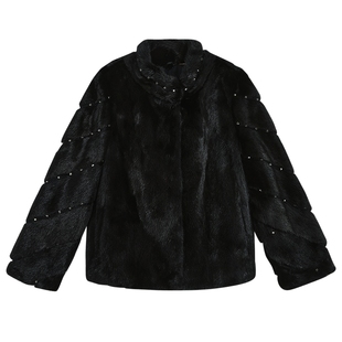 YINER音儿专选2026春季新款法式短款立领整貂母貂水貂毛皮草外套